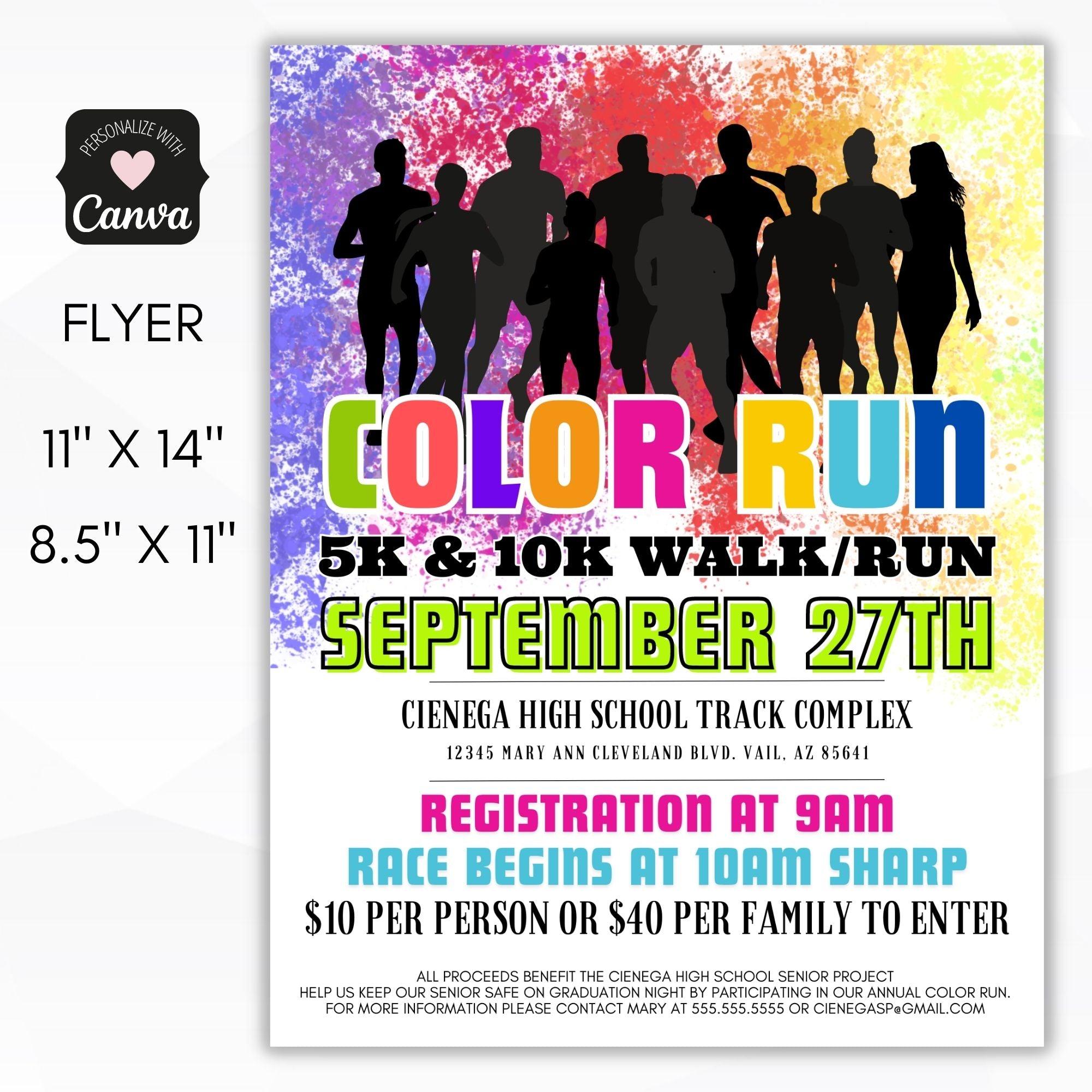 Color Run Fundraiser Flyer Set Simple Desert Designs