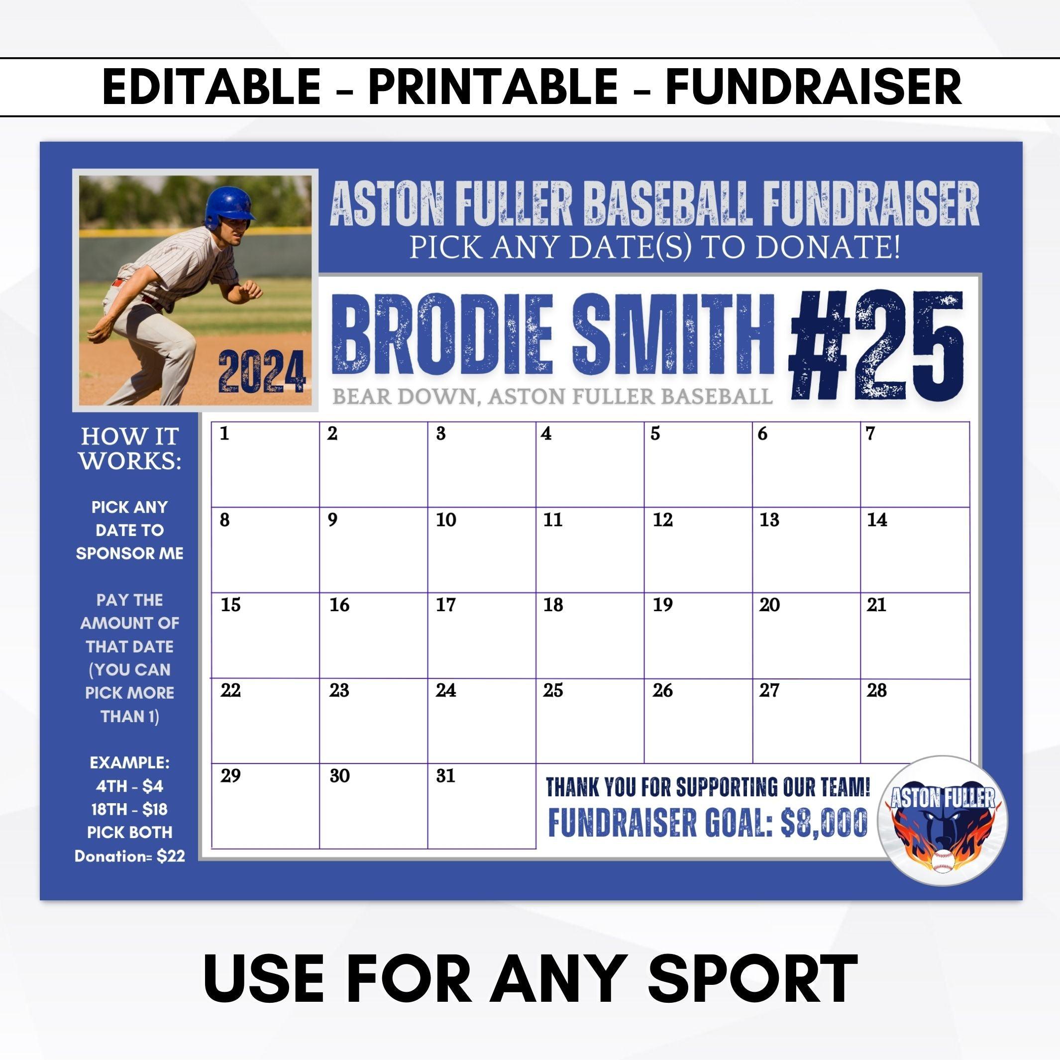 Customizable Fundraising Sports Calendar – Simple Desert Designs