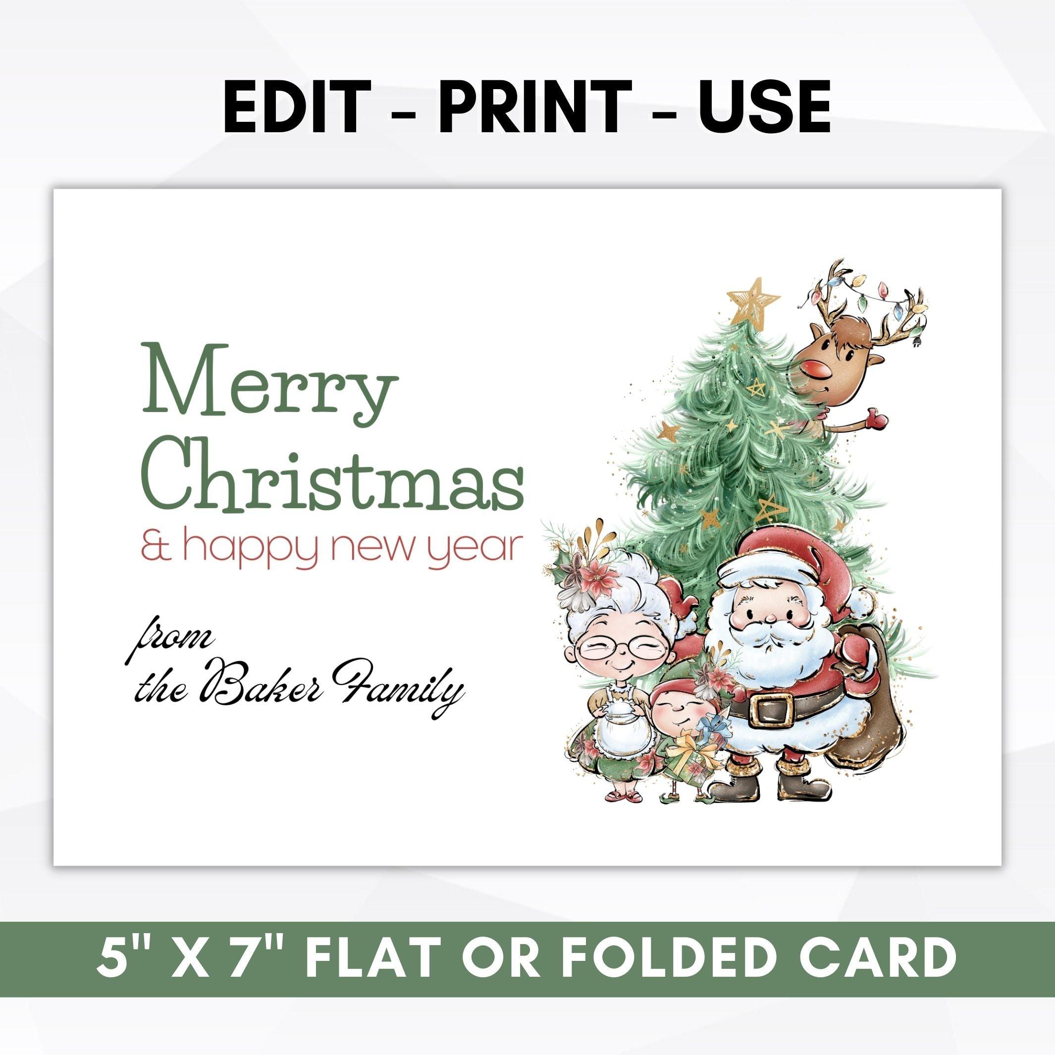 Merry Christmas Card Printable Christmas Card, Last Minute Christmas Cards,  Printable Merry Christmas Card, Happy Holidays Card, Christmas 