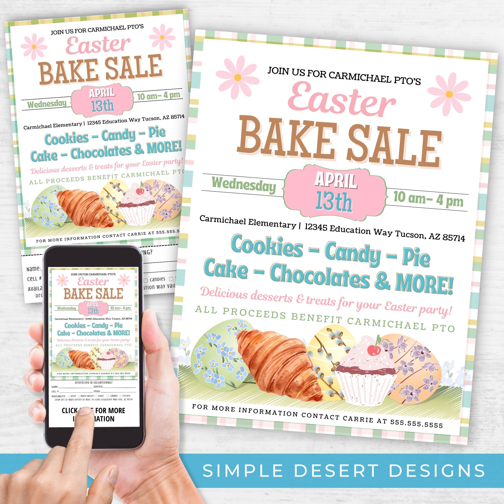 EDITABLE Easter Bake Sale Flyer, Printable Easter Event Flyer