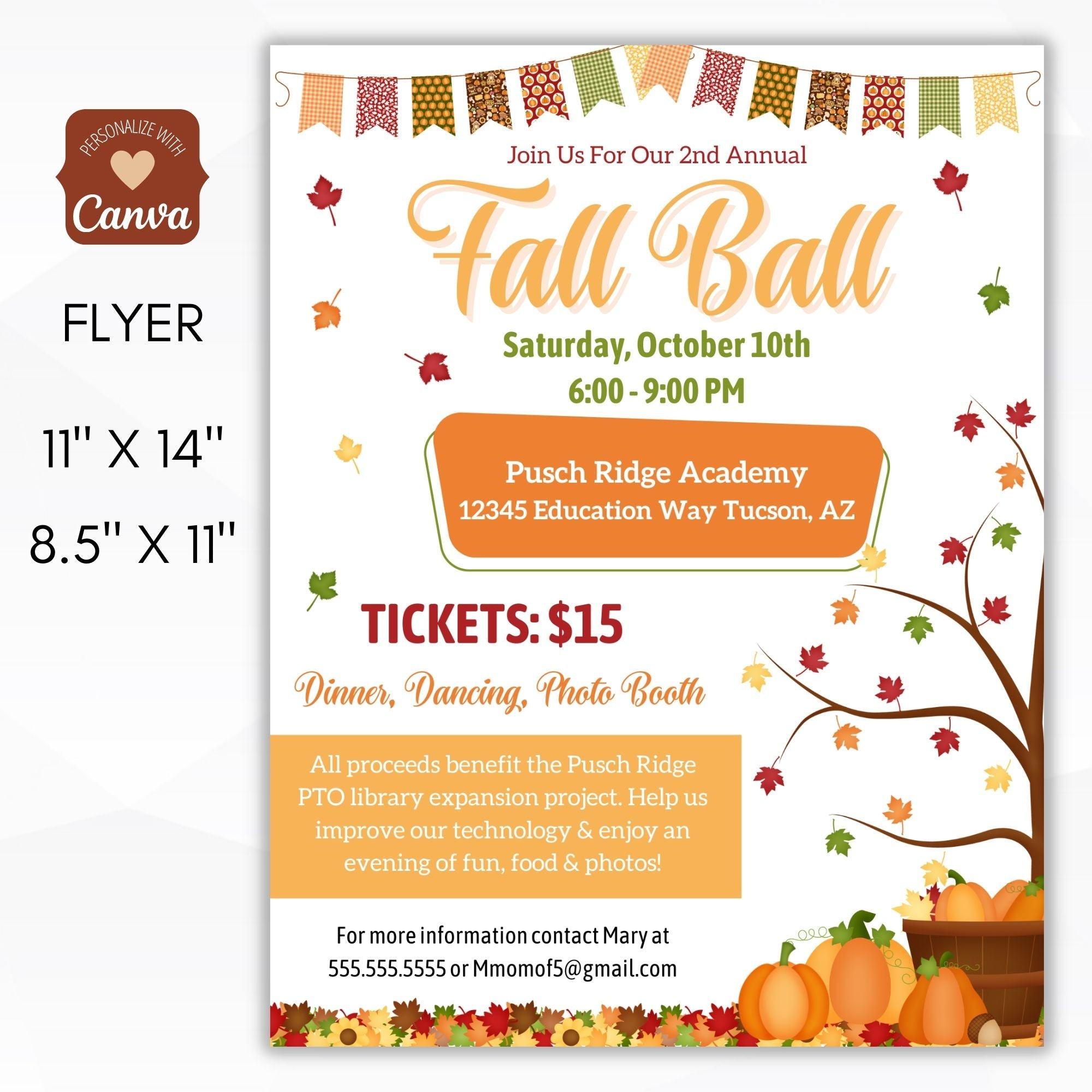 Fall Ball Flyer Poster Sign Set Simple Desert Designs