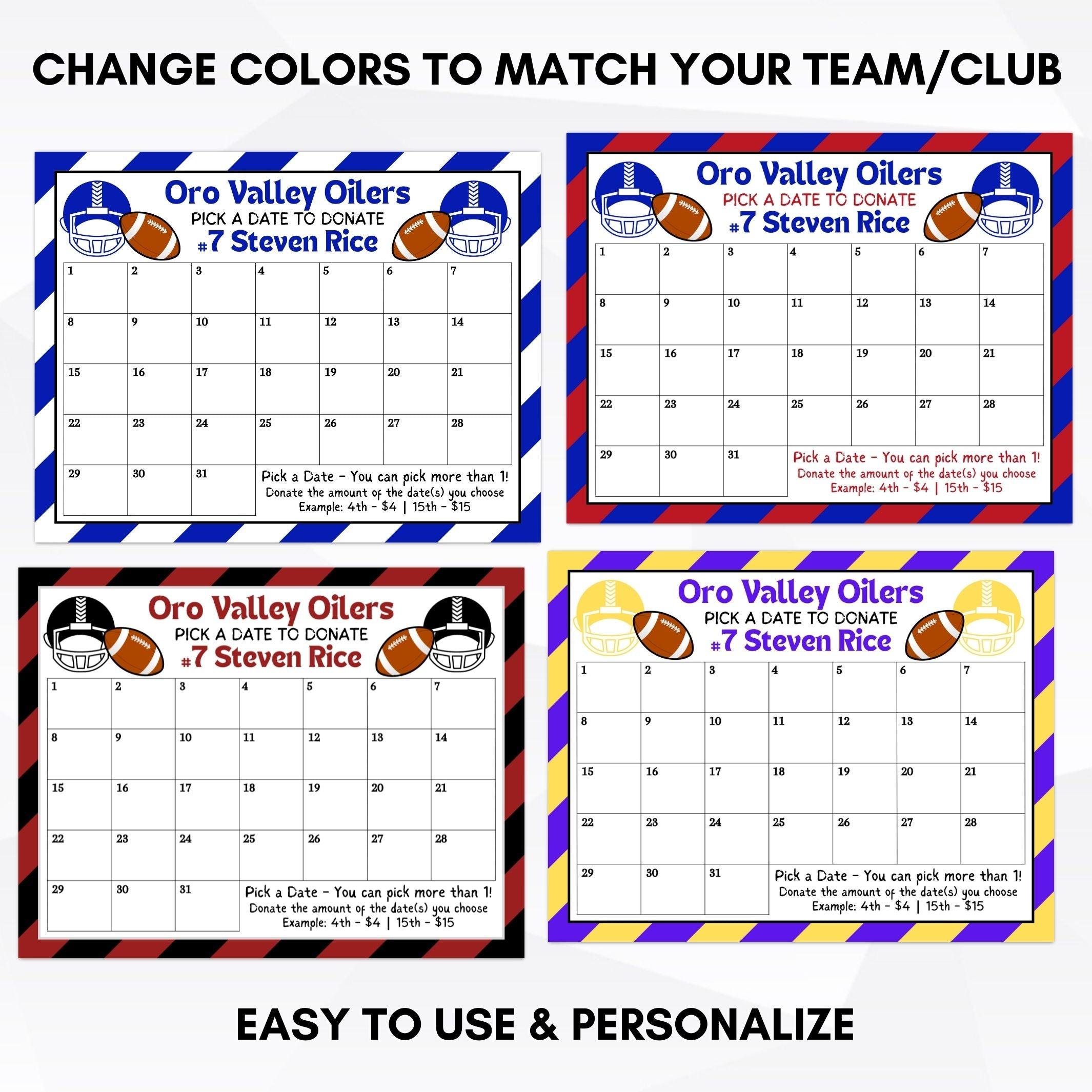 Football Pick a Date to Donate Fundraiser Simple Desert Designs
