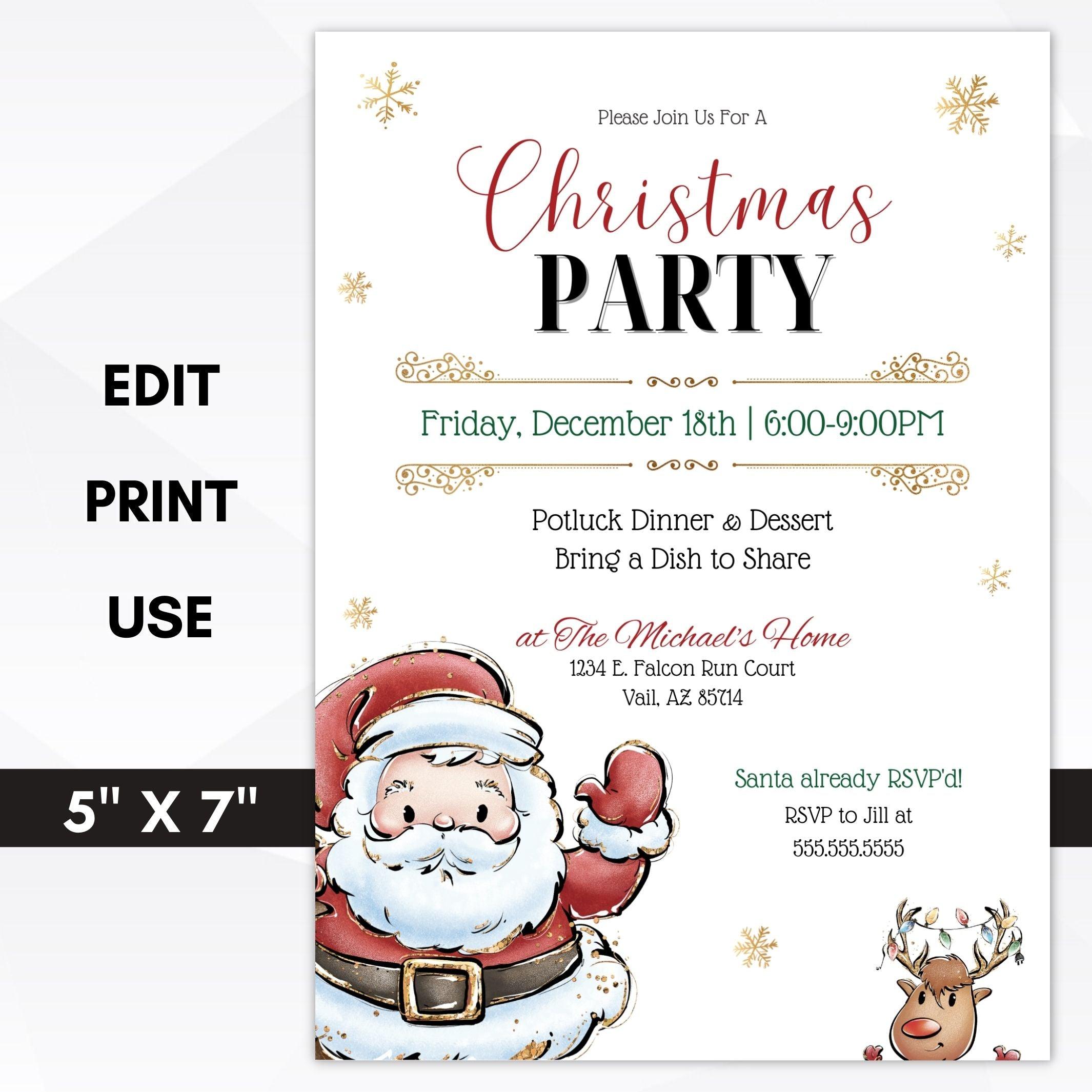 christmas party invitation templates free printable