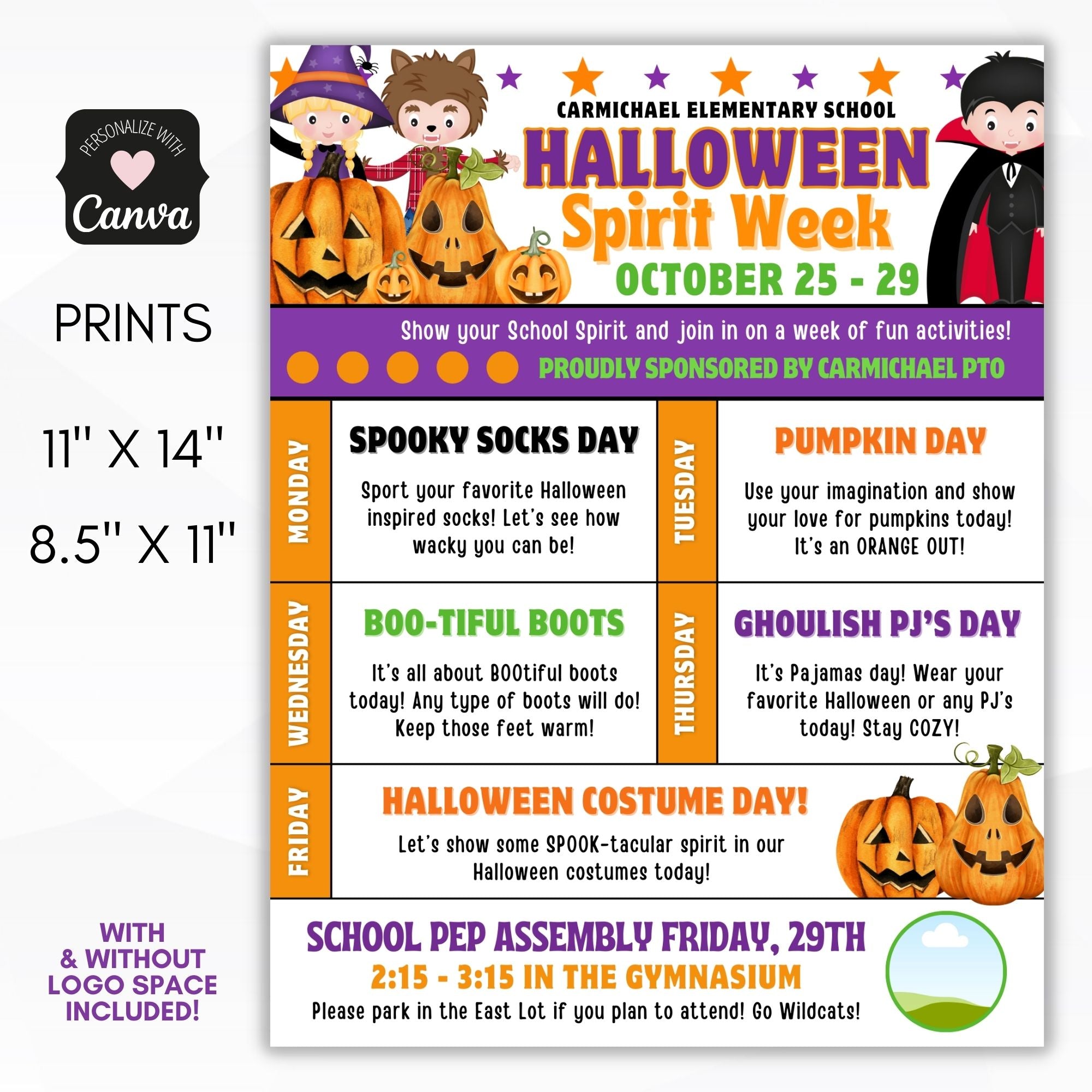 Halloween Spirit Week Itinerary Schedule Simple Desert Designs