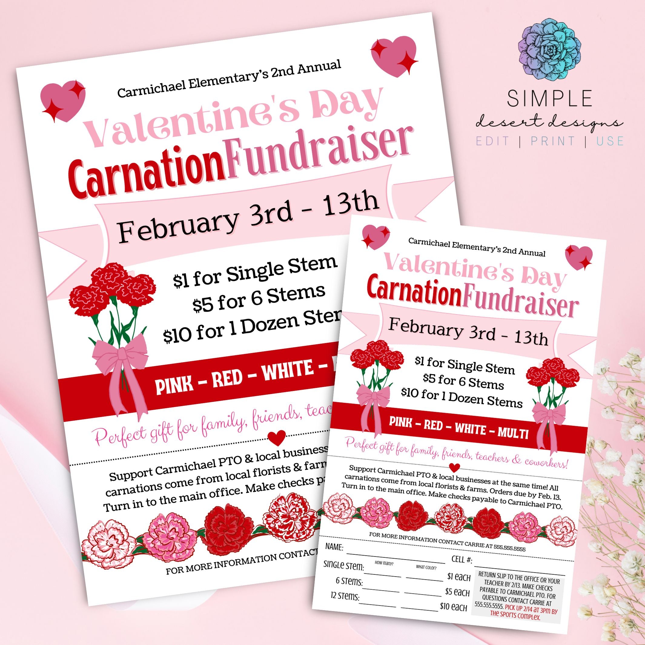 valentines day carnation fundraiser