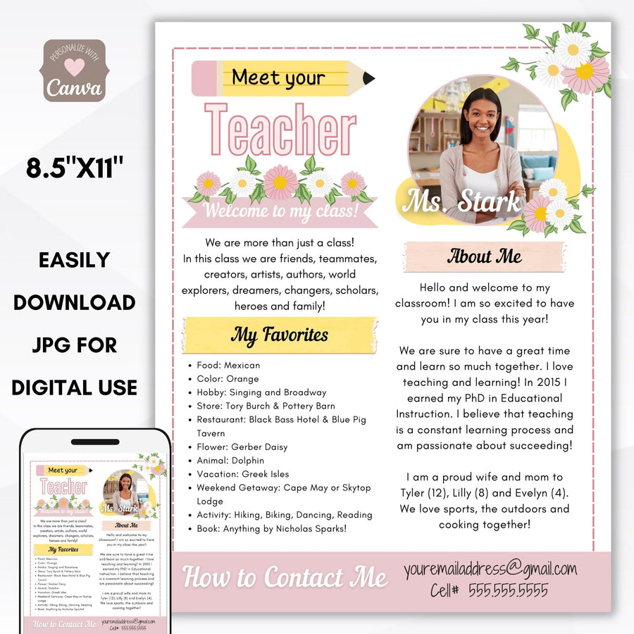 Daisy Meet the Teacher Flyer – Simple Desert Designs