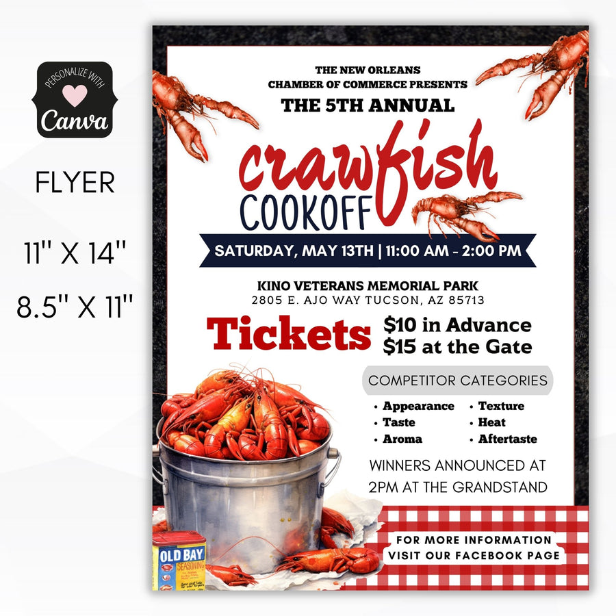 Crawfish Boil Flyer Poster Set Simple Desert Designs