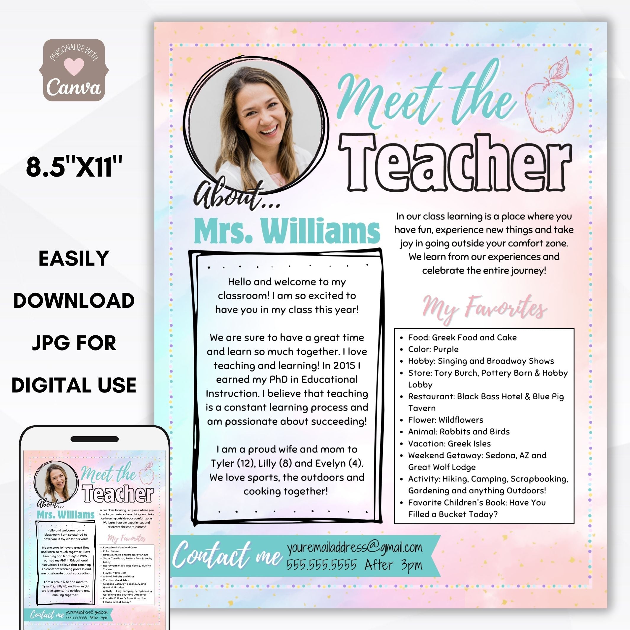 Watercolor Meet the Teacher Flyer – Simple Desert Designs