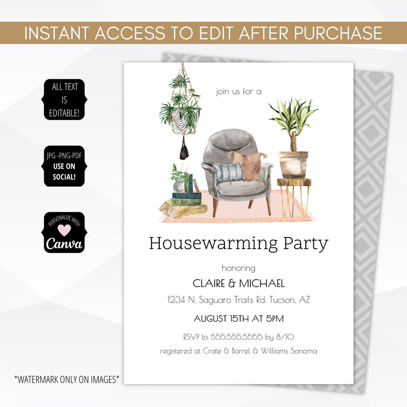 editable housewarming invitation cards