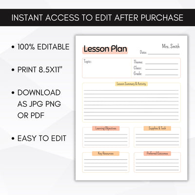 printable lesson plan templates