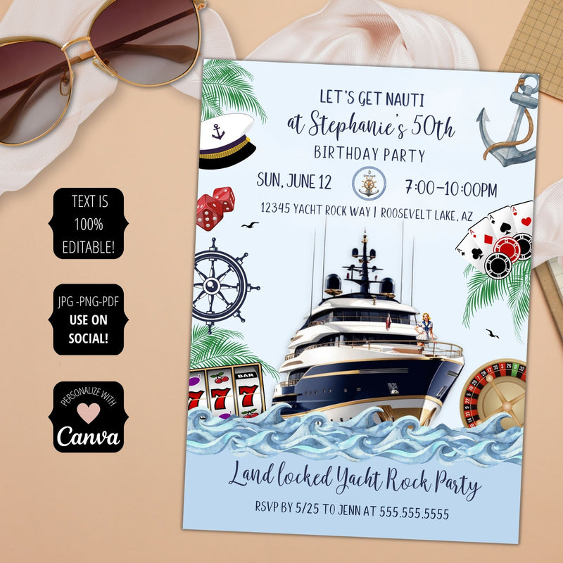 vintage 50th birthday invitations for nautical yacht party boat theme