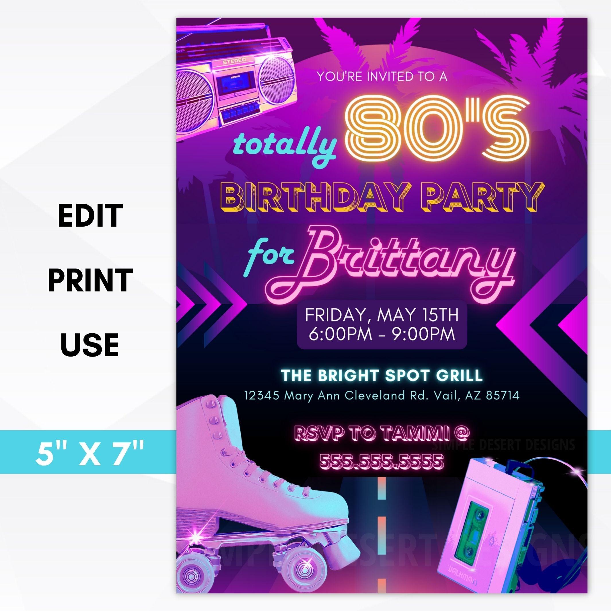 80s Birthday Party Invitation – Simple Desert Designs