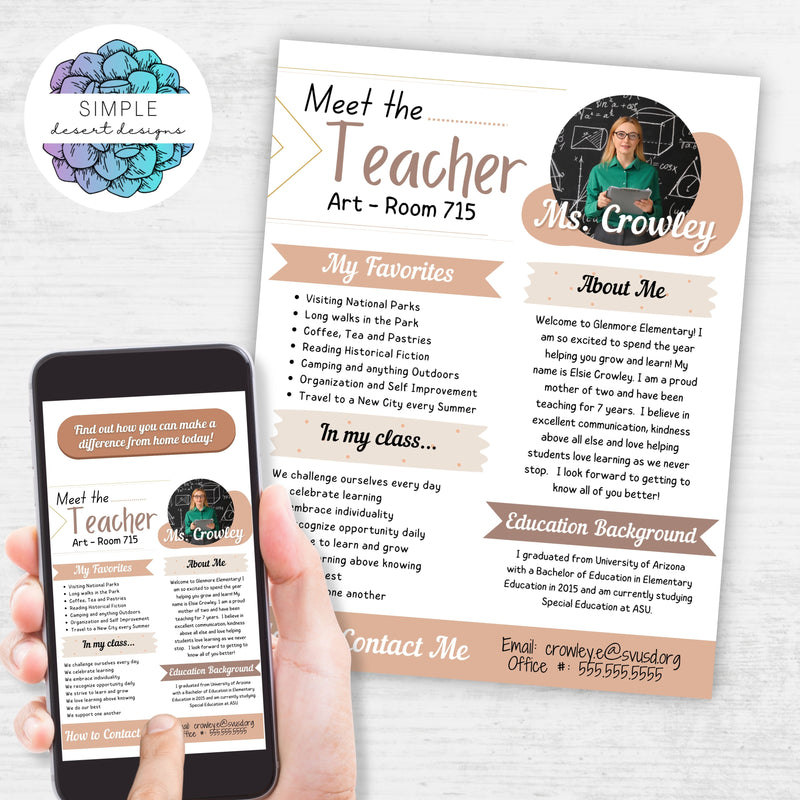 editable abstract bohemian theme meet the teacher flyer newsletter