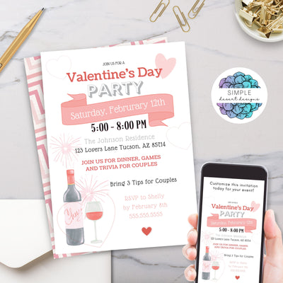 adult theme valentine's day party invitations