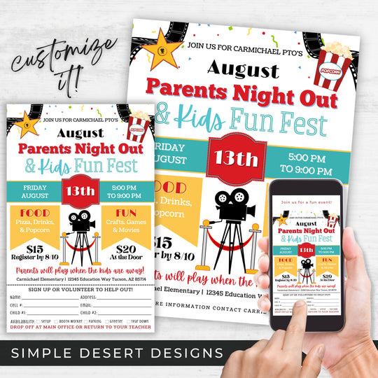 August Parents Night Out Flyer Set 2 – Simple Desert Designs