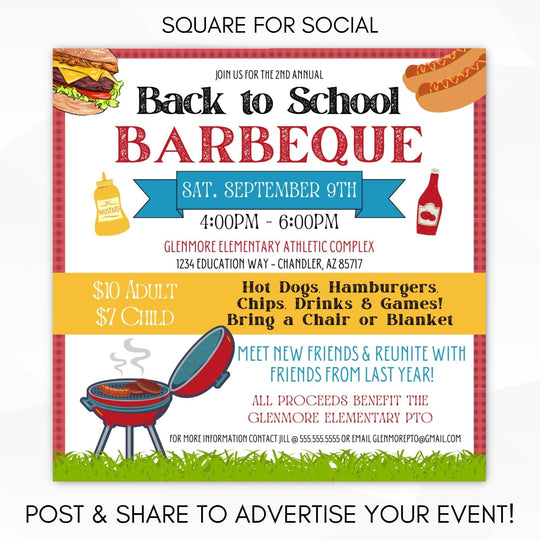 Back to School BBQ Flyer Invitation – Simple Desert Designs