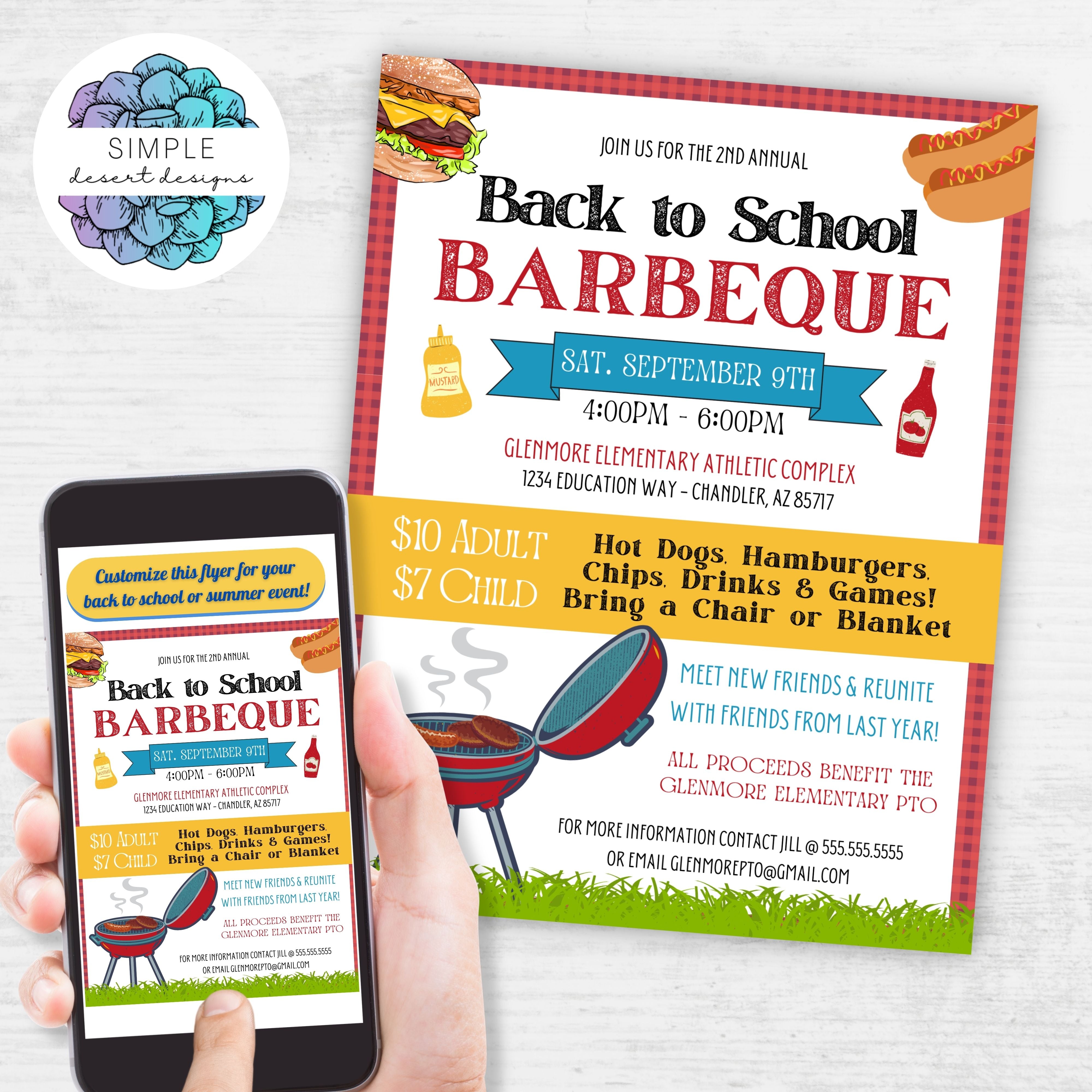 Back to School BBQ Flyer Invitation – Simple Desert Designs