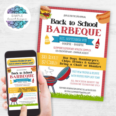 personalized bbq event invitations for fundraiser or office party