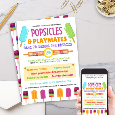 back to school popsicles and playground event invitations