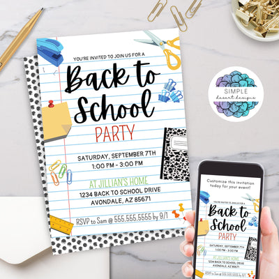 cute back to school party invitations for any age elementary middle high school teachers kids party