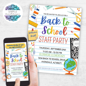 Back to School Staff Party Invite Flyer – Simple Desert Designs