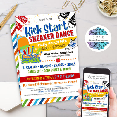 fun back to school sneaker dance party invitation