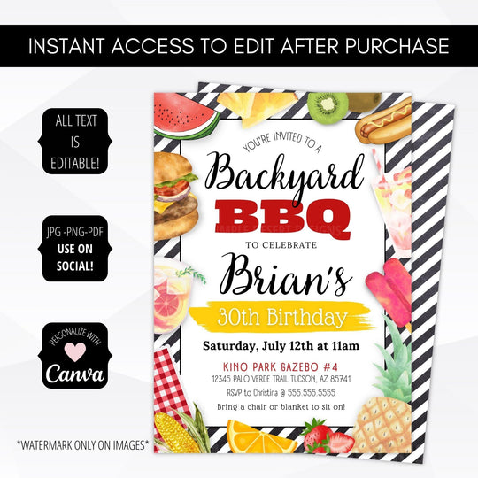 Barbeque Birthday Party Invitation – Simple Desert Designs