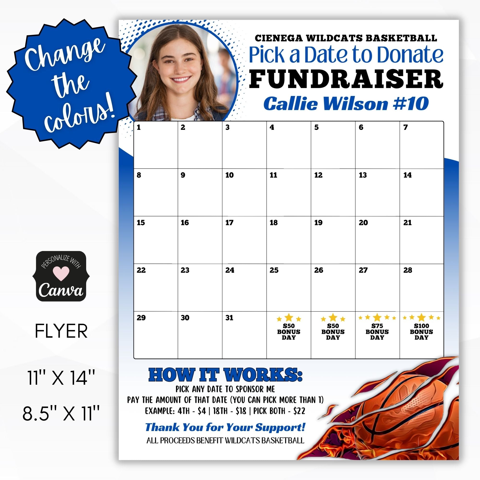 Basketball Pick a Date Calendar Fundraiser – Simple Desert Designs