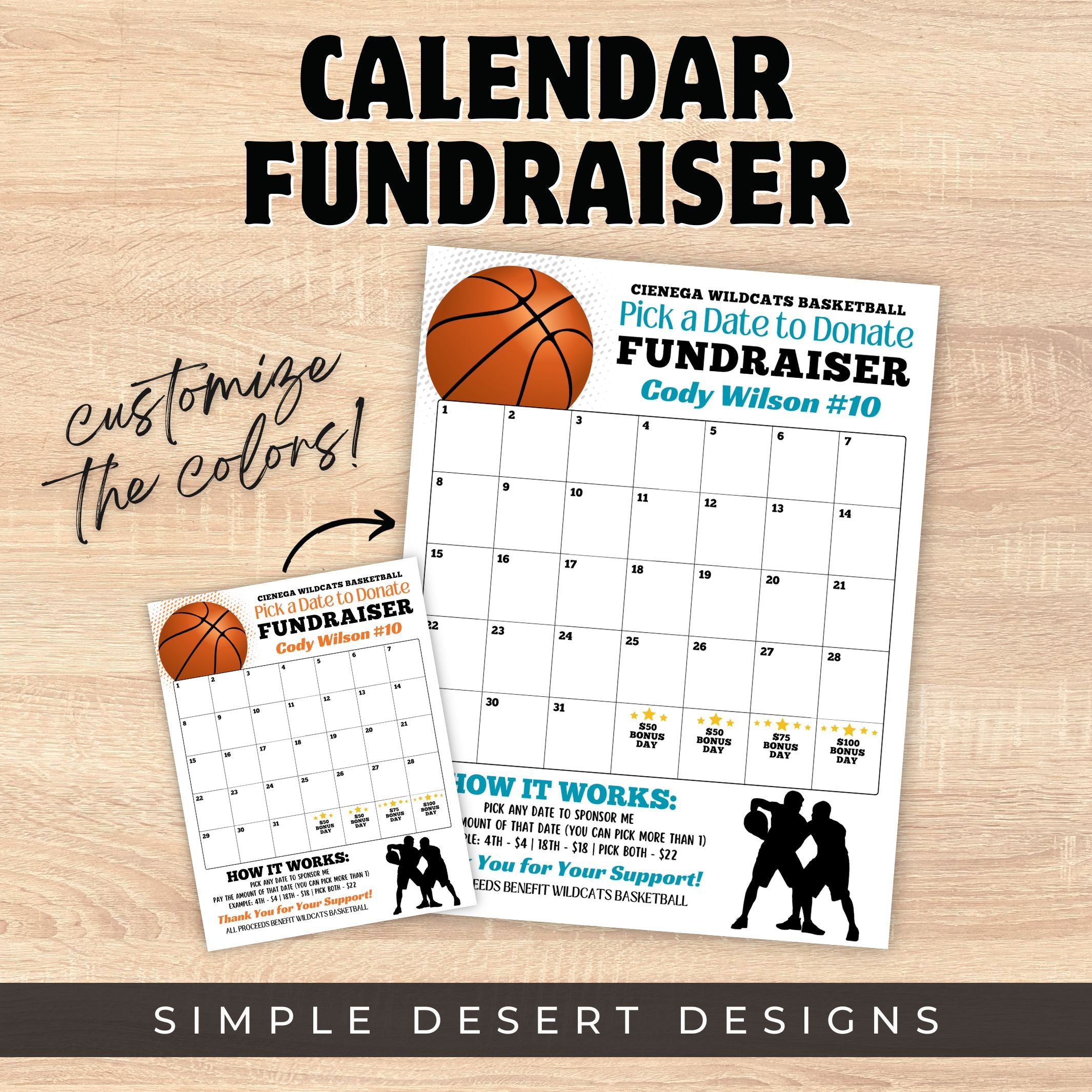 Basketball Calendar Fundraiser Template – Simple Desert Designs