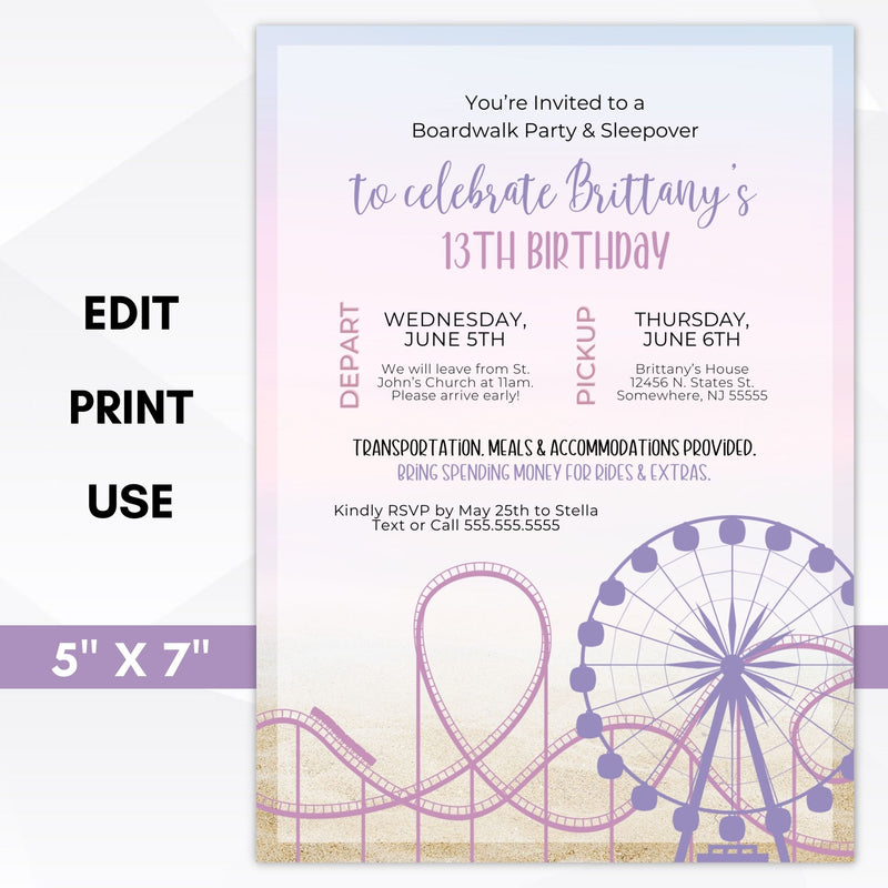 elegant boardwalk theme staycation invitations