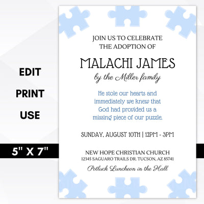 little boy blue adoption party invitation template