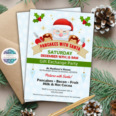 cute christmas party invitation for pacakes with santa claus kids christmas party ideas