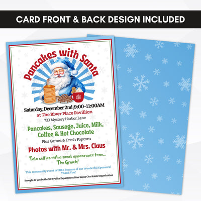 charity blue santa fundraiser event invitations