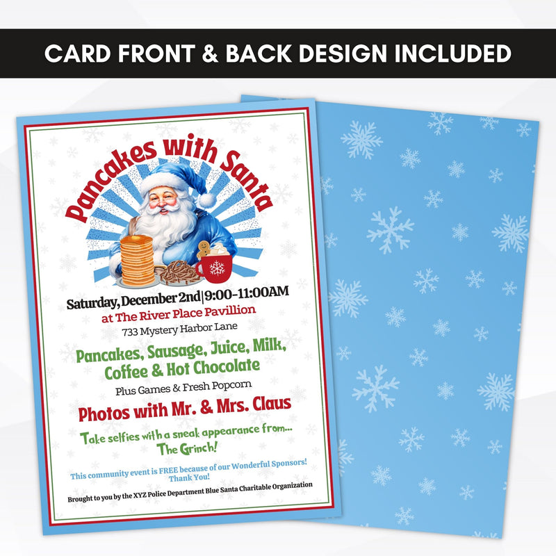 charity blue santa fundraiser event invitations