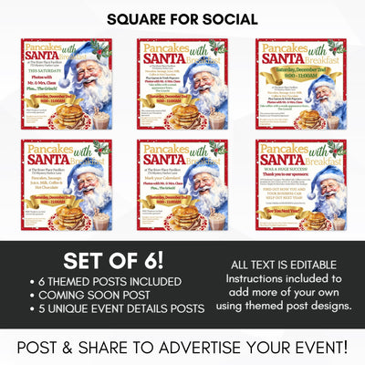 blue santa police department christmas breakfast social media templates