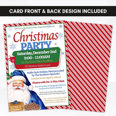 christmas party invitations for blue santa events