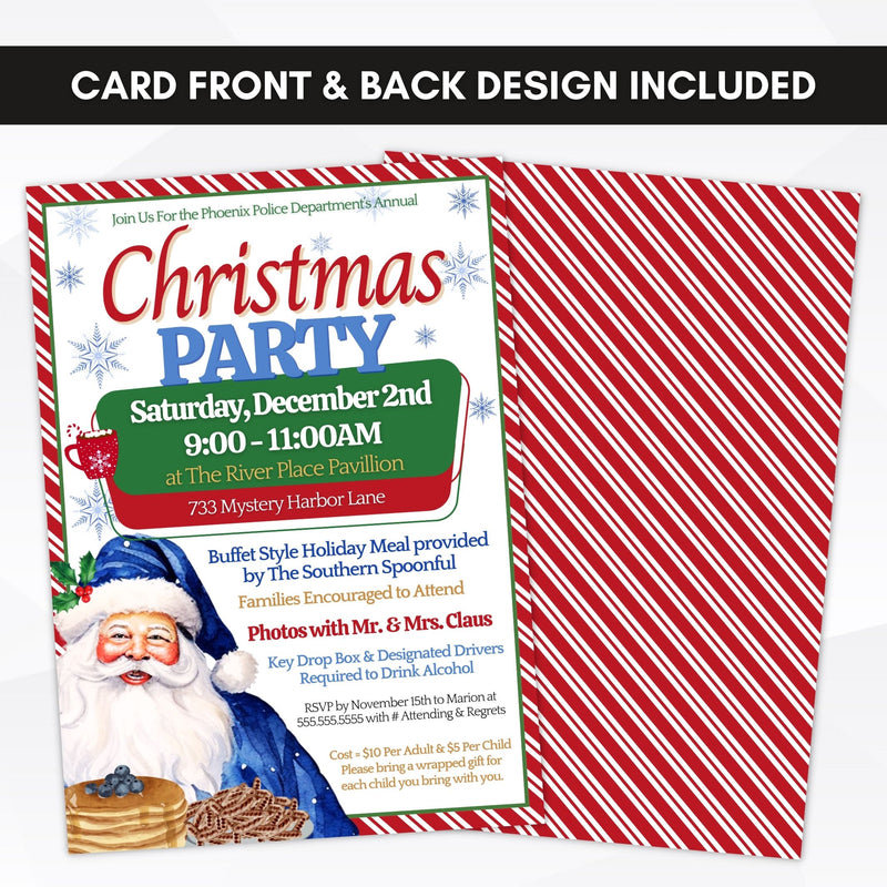 christmas party invitations for blue santa events