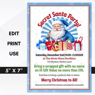 work secret santa party invitations