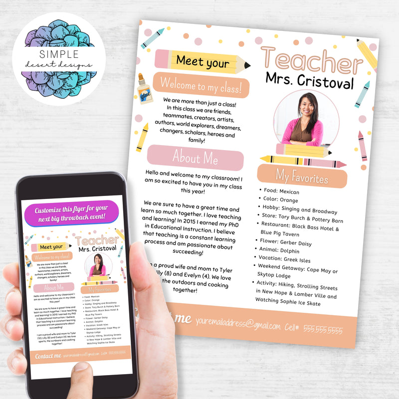 bohemian theme meet the teacher newsletter flyer template