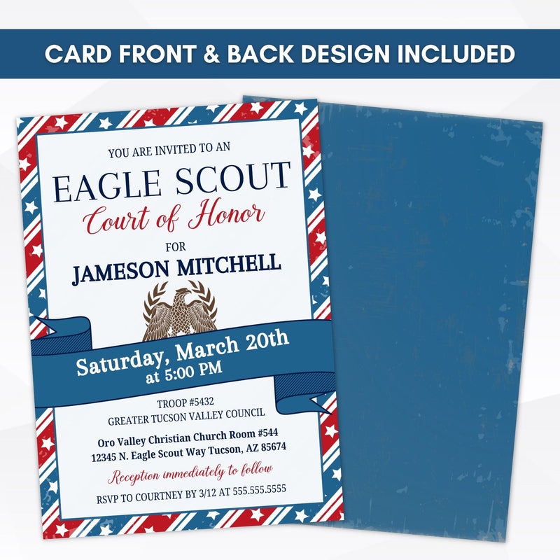 red white and blue stars and stripes eagle invitation