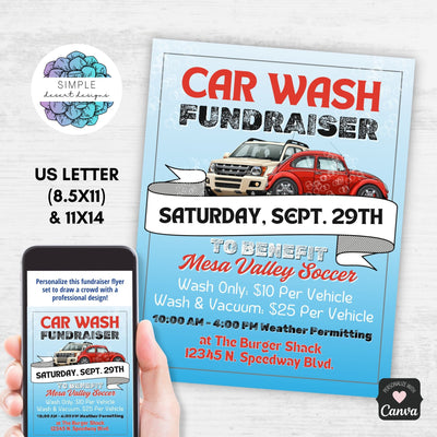 aqua blue car wash fundraiser flyers with bubbles and suds