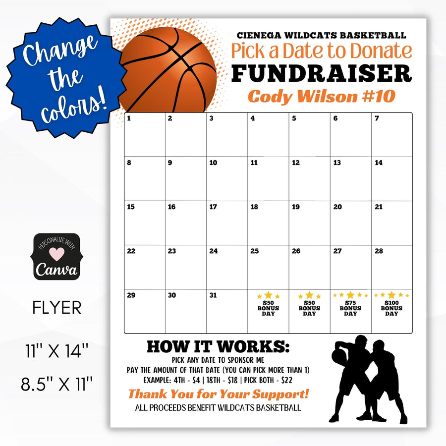 Basketball Calendar Fundraiser Template – Simple Desert Designs