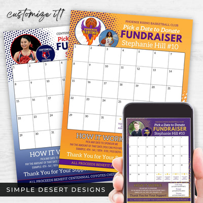 personalized calendar fundraiser template for school club athletic sports teams