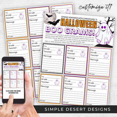 halloween theme boo grams for easy school or work fundraiser