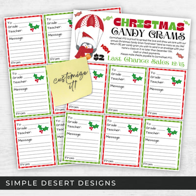 cute penguin theme christmas candy grams for school fundraiser