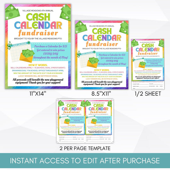 Cash Calendar Fundraiser Flyer Bundle – Simple Desert Designs