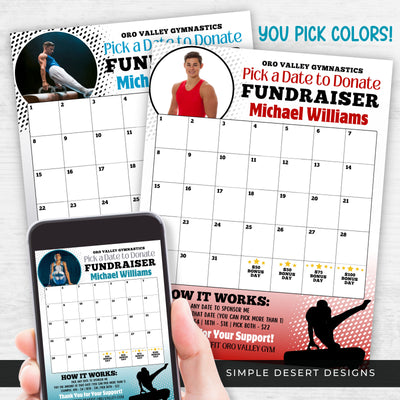 personalize this gymnastic fundraiser calendar template