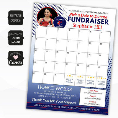 photo and logo calendar fundraiser templates for cash calendar fundraising with payment information