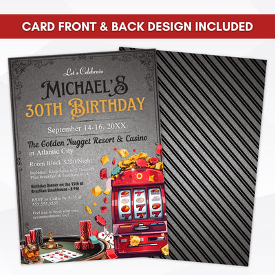 modern casino night party invitations