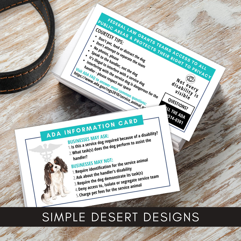 cavalier king charles service dog cards for accessibility and access issues